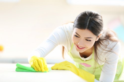 Cleaning team managing service terms and compliance paperwork