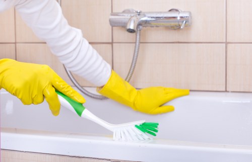 Professional cleaners working in a Brixton office interior